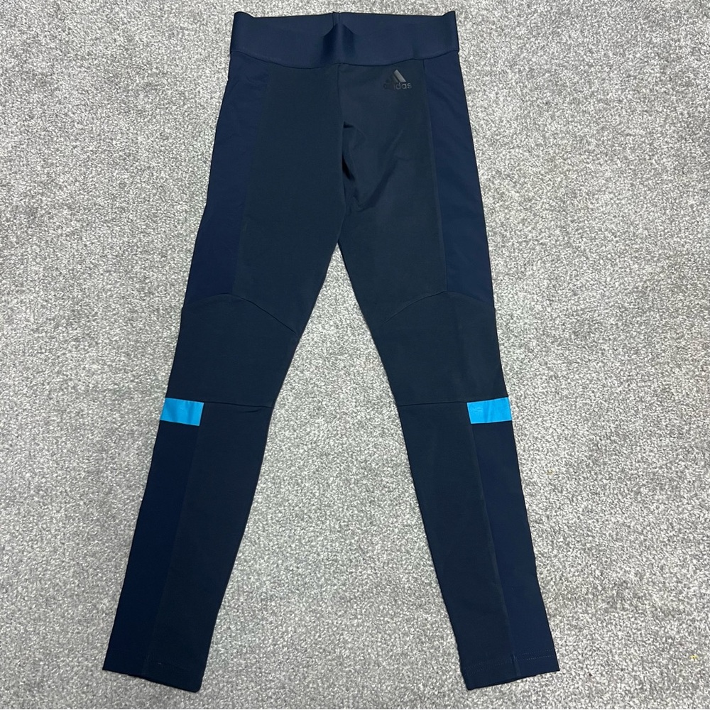 Adidas Leggings Women Small Navy Blue Wind Tight Performance Mid Rise Dt9365 NEW